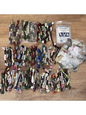 Huge Lot 160 DMC Embroidery Floss Skeins + 40 Floss-A-Way Bags Cross Stitch